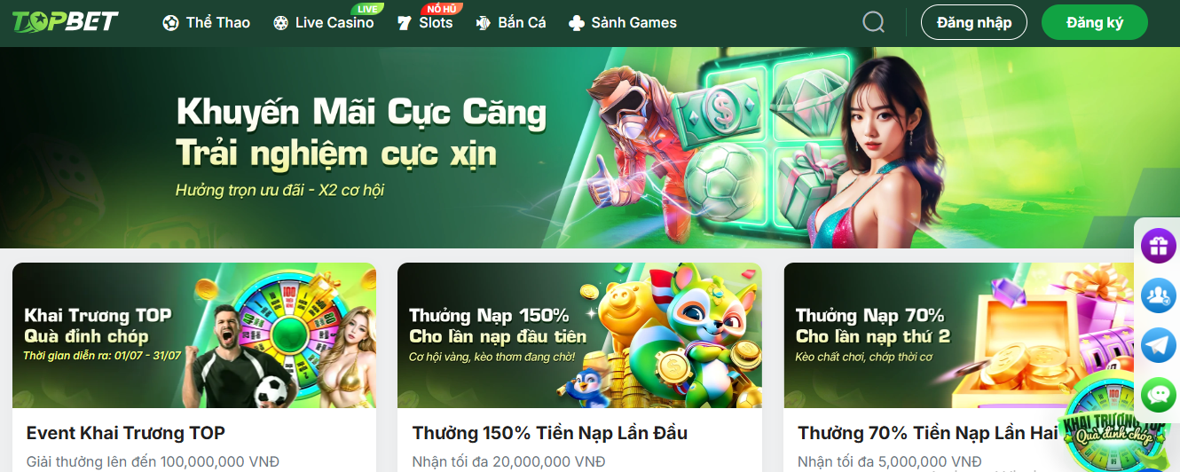 Khuyến mãi toàn diện tại các sản phẩm Topbet